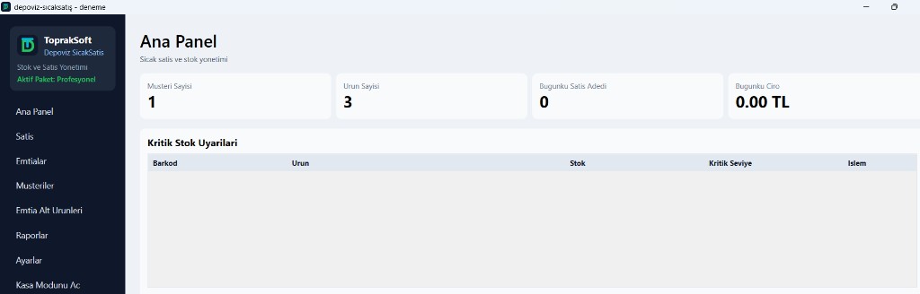 Depoviz SıcakSatış — ana panel ve özet kartlar