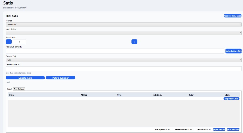 Depoviz SıcakSatış — hızlı satış ekranı